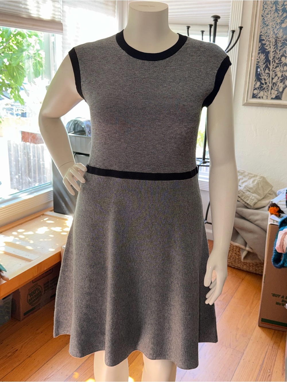 T Tahari Grey Knit Sleeveless Dress NWT